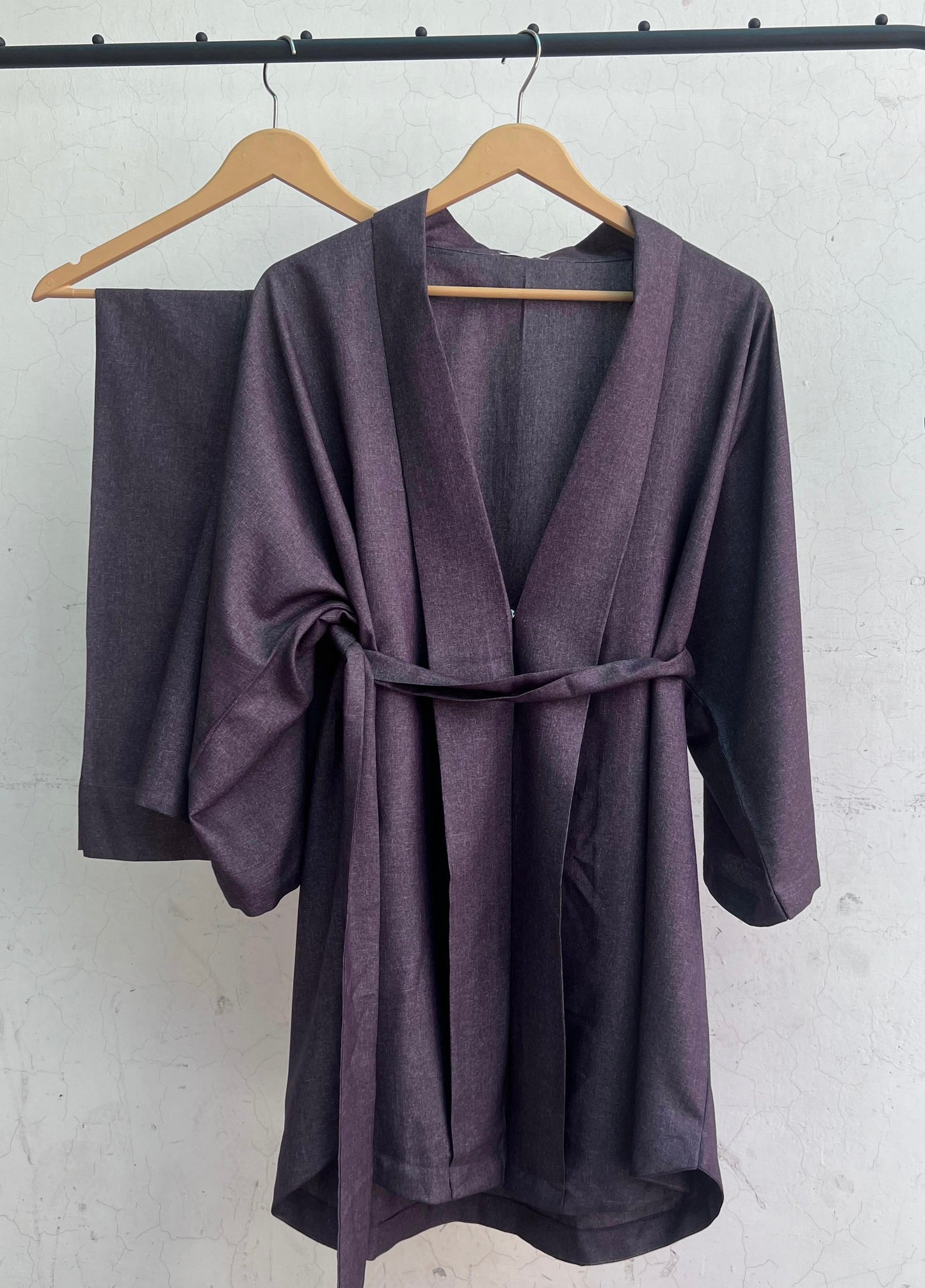 Grape Purple Solid Kimono Co-ord Set