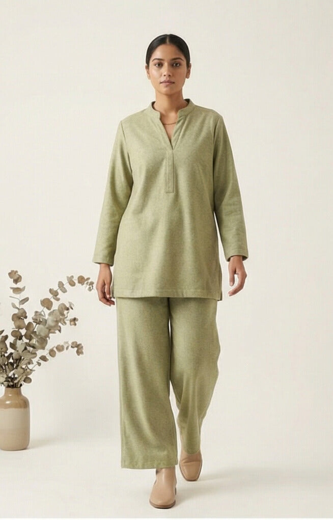 Light Green Wool Blend Co-ord