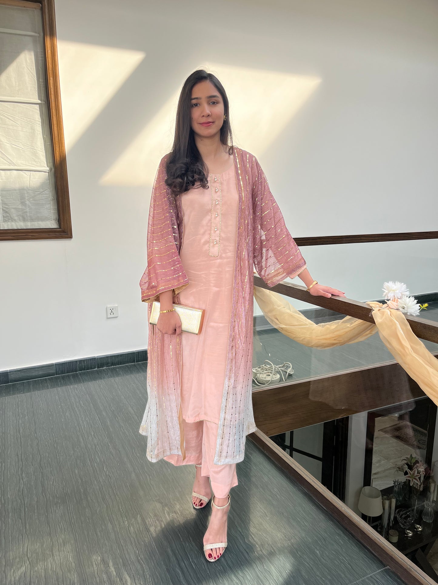 Pink-Silver Luxury Kimono – Moonlight Fabric