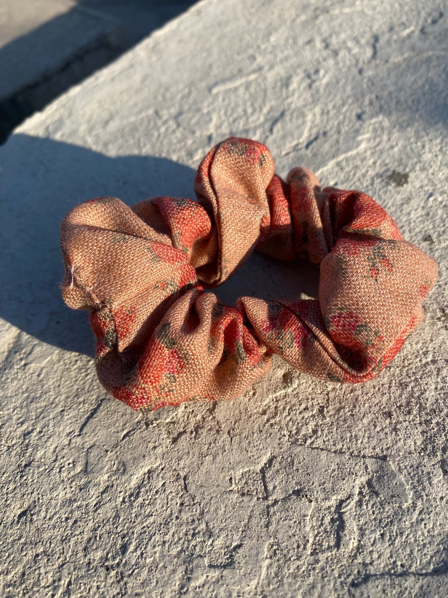 Peach Floral Scrunchie