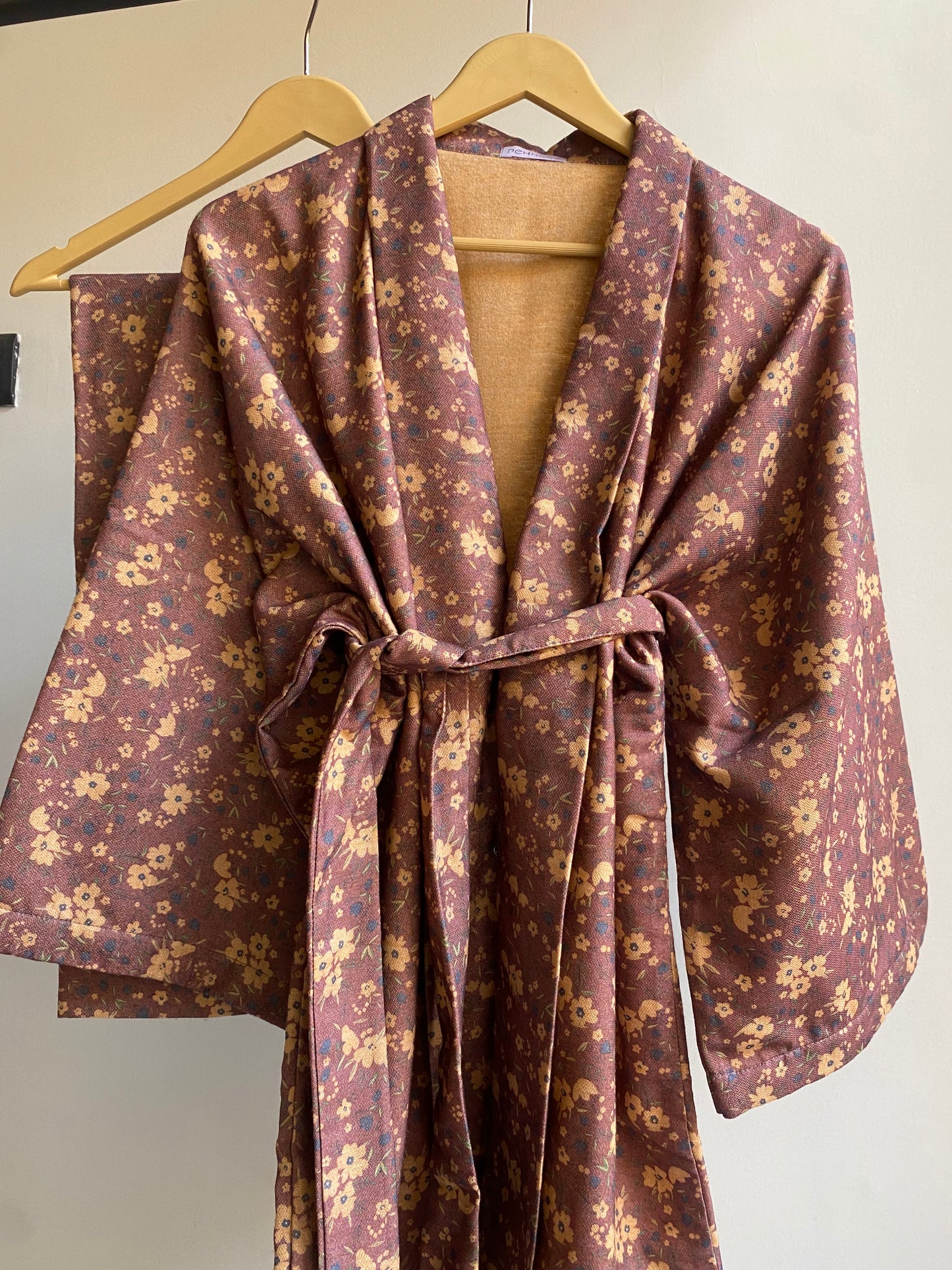 Purple Floral Kimono Co-ord Set – Self-Print (Winter)