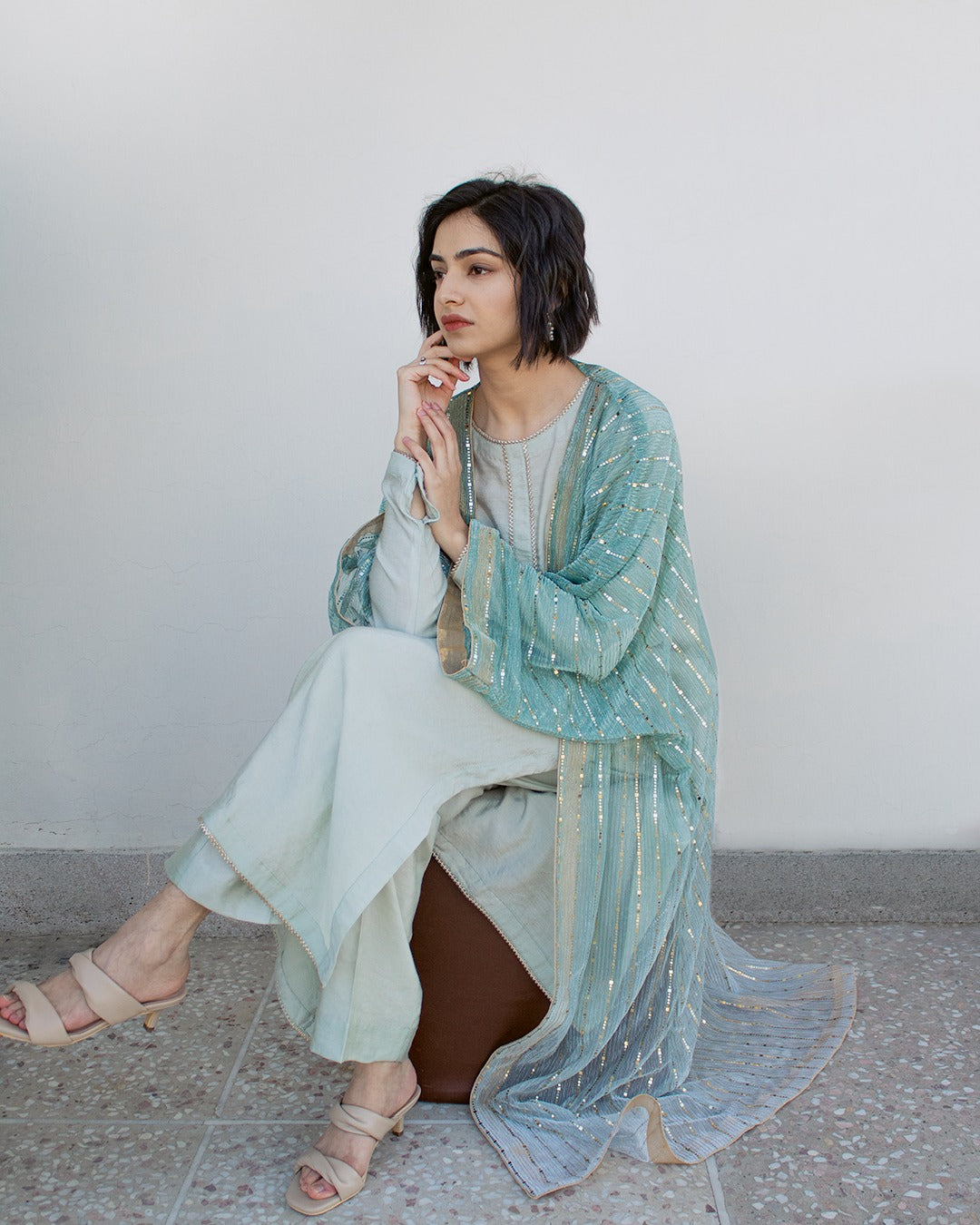 Green-Silver Luxury Kimono - Moonlight