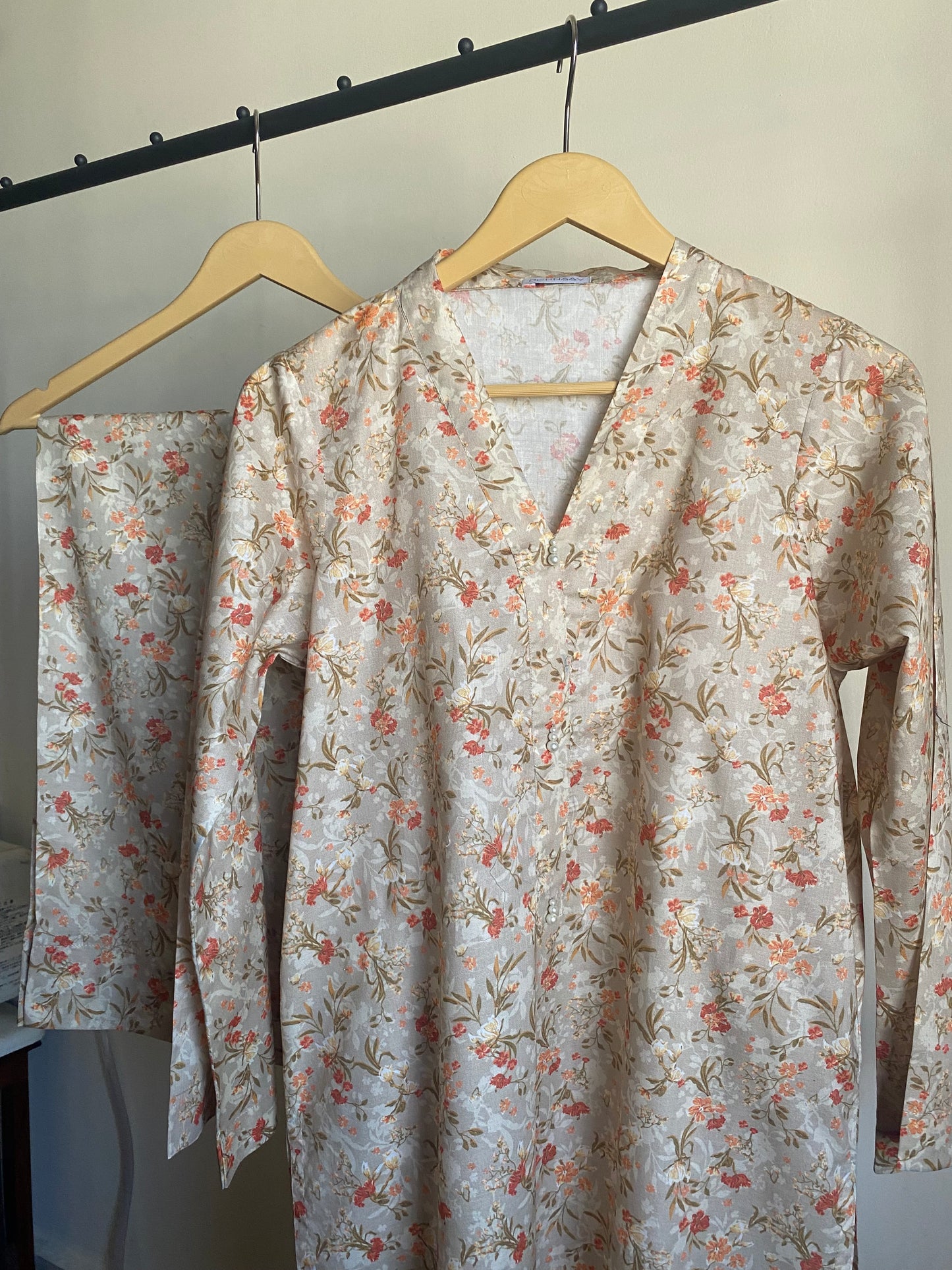 Biege Floral Suit Co-ord Set