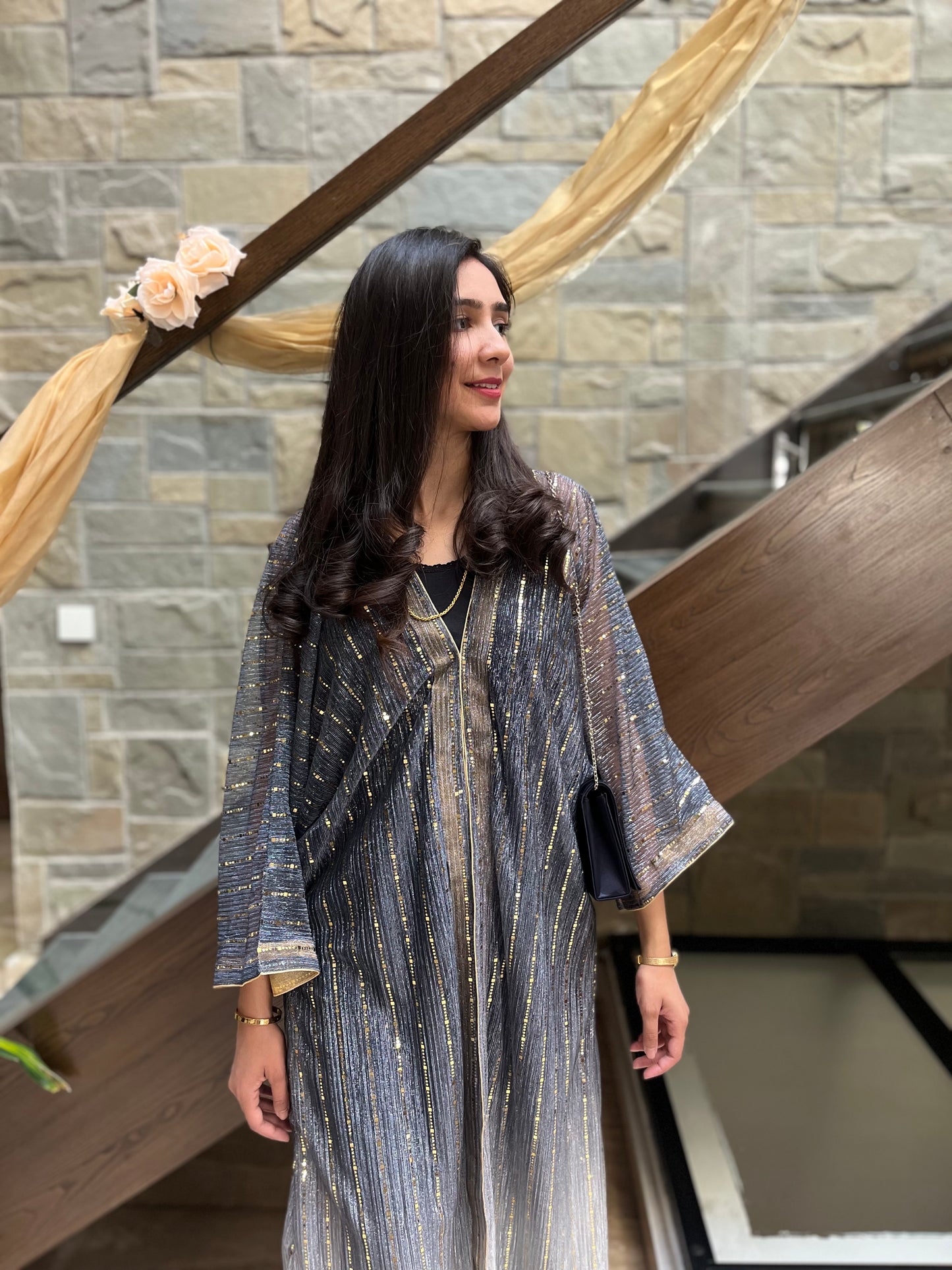 Midnight Blue-Silver Luxury Kimono - Moonlight Fabric