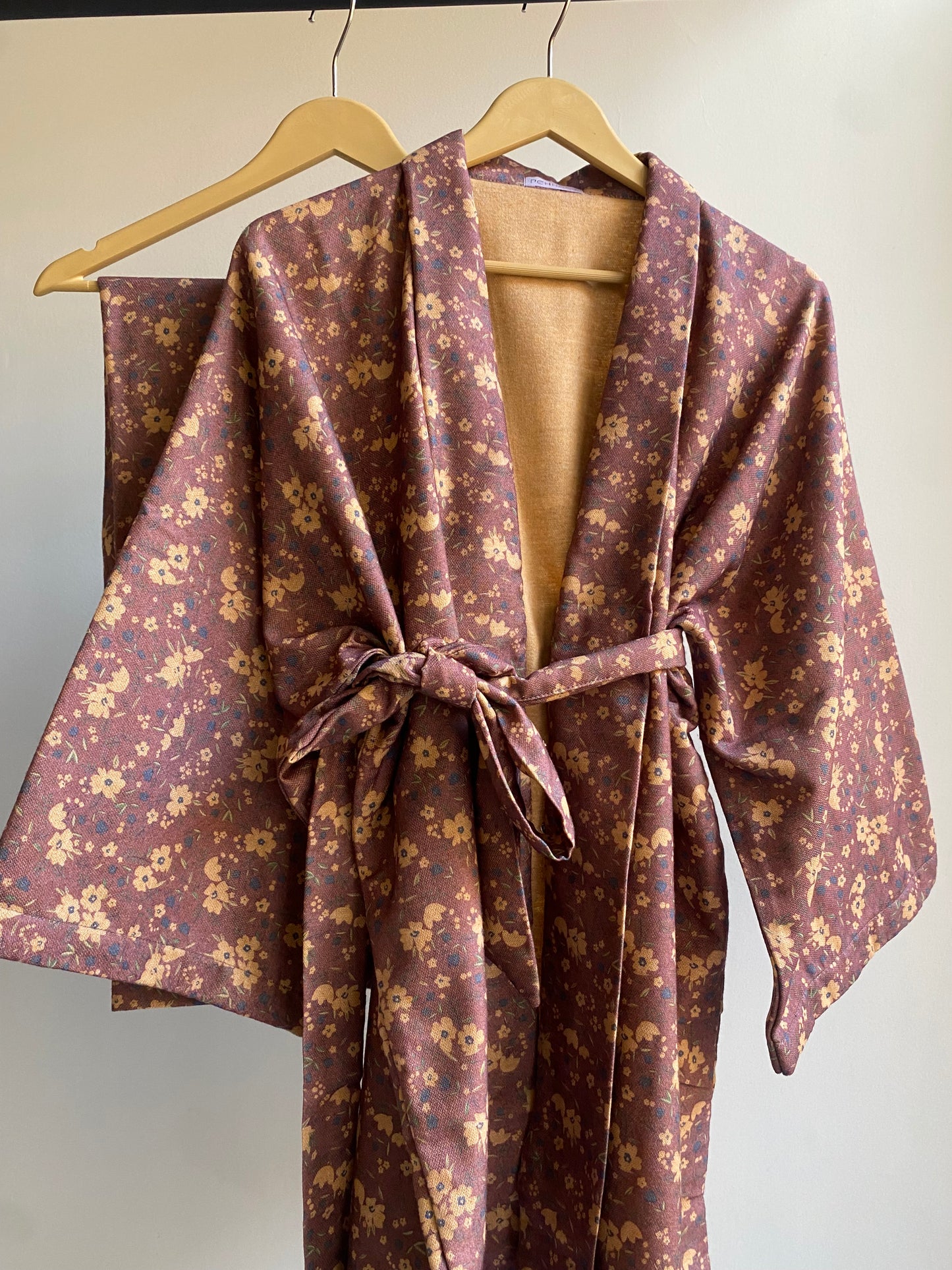Purple Floral Kimono Co-ord Set – Self-Print (Winter)