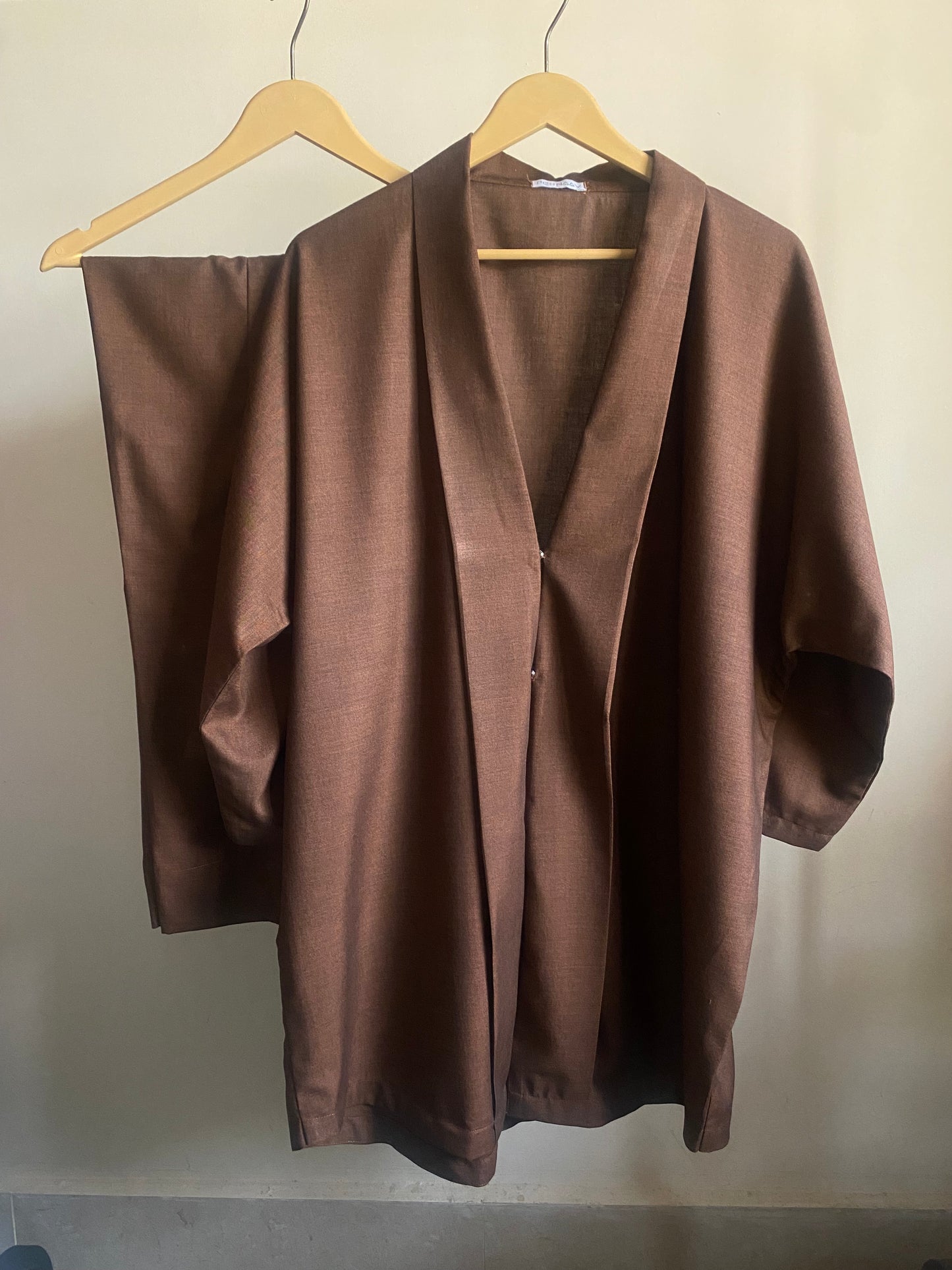 Chocolate Brown Solid Kimono Co-ord Set (Mid-Season)
