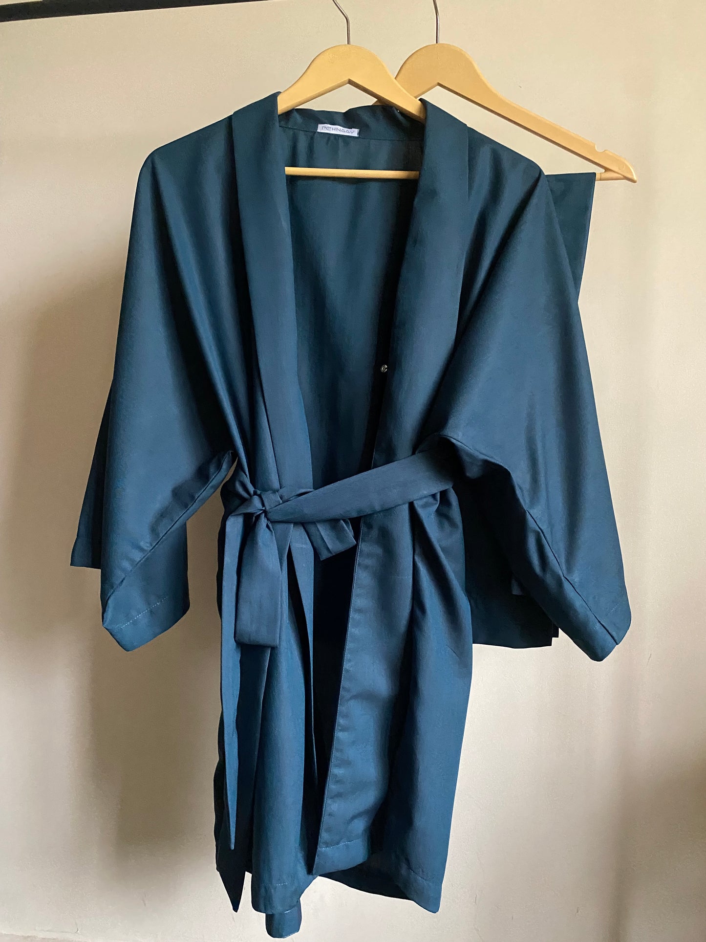 Azure Blue Solid Kimono Co-ord Set (Mid-season)