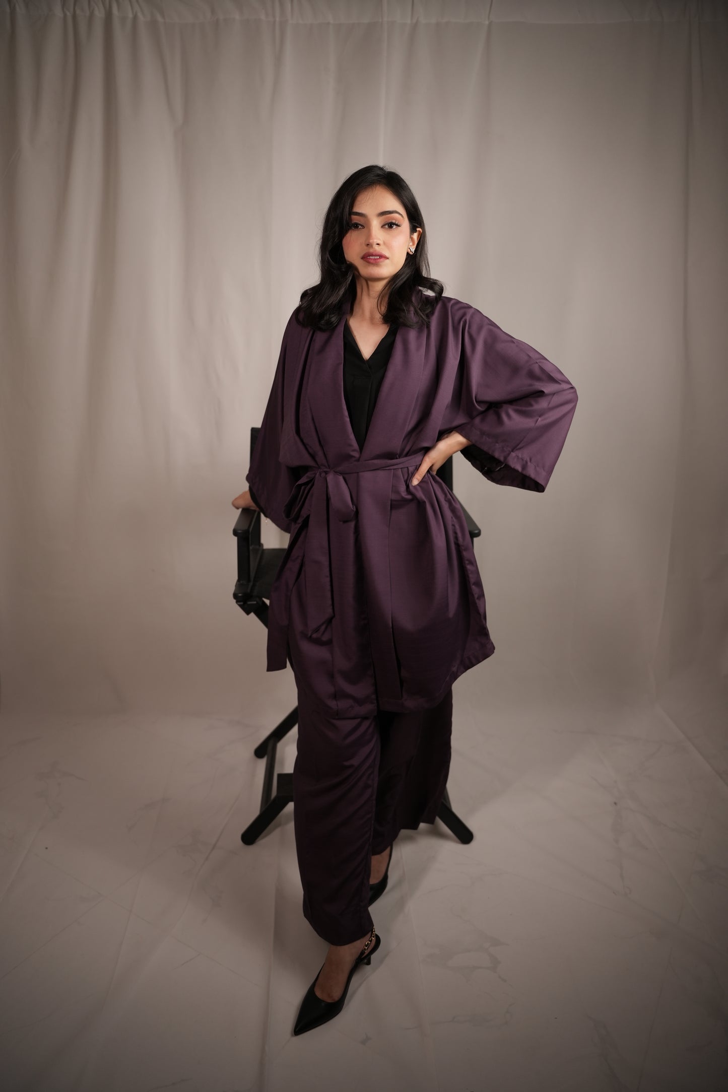 Purple Kimono Co-ord Set