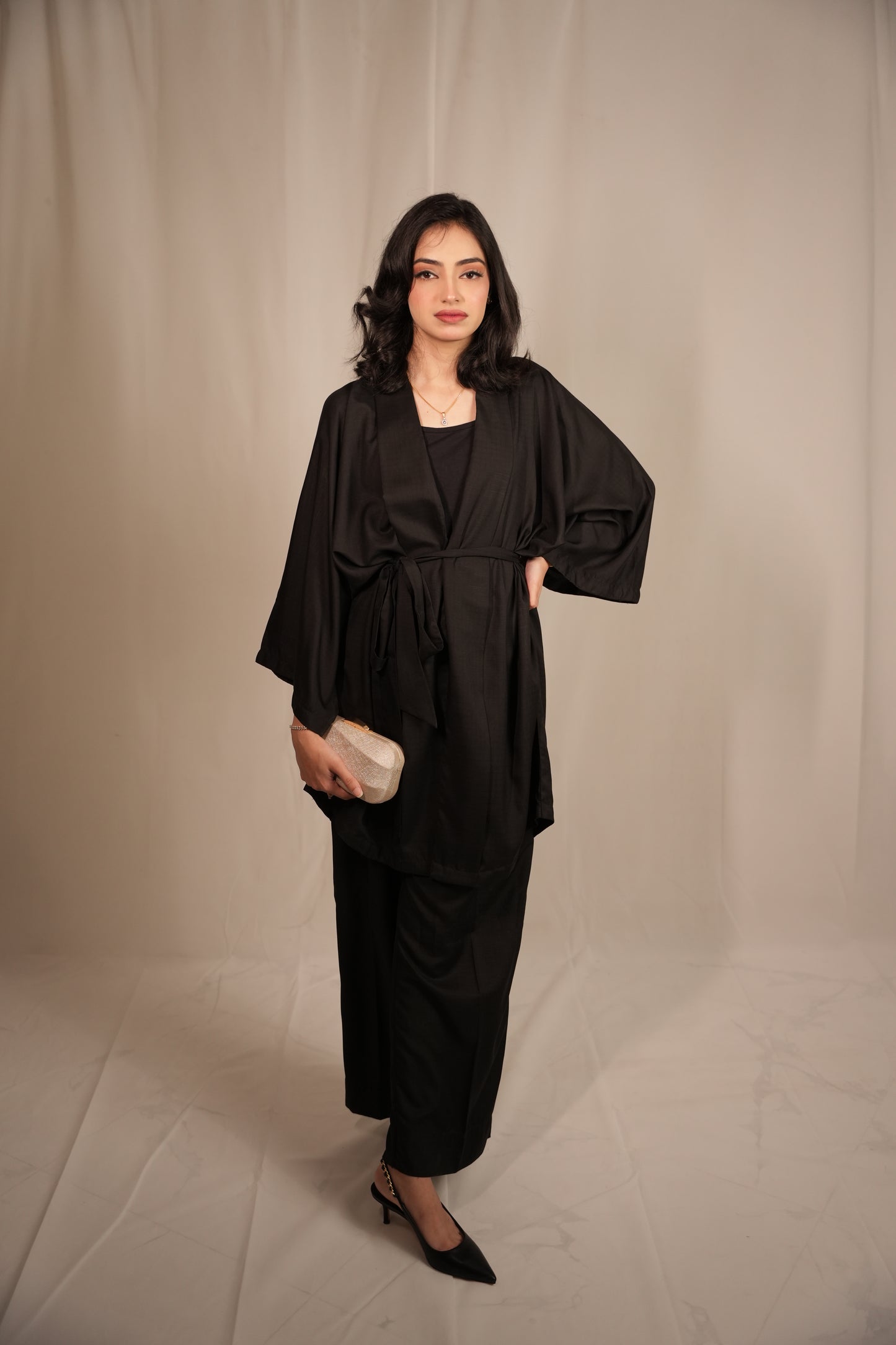 Classic Black Kimono Co-ord Set