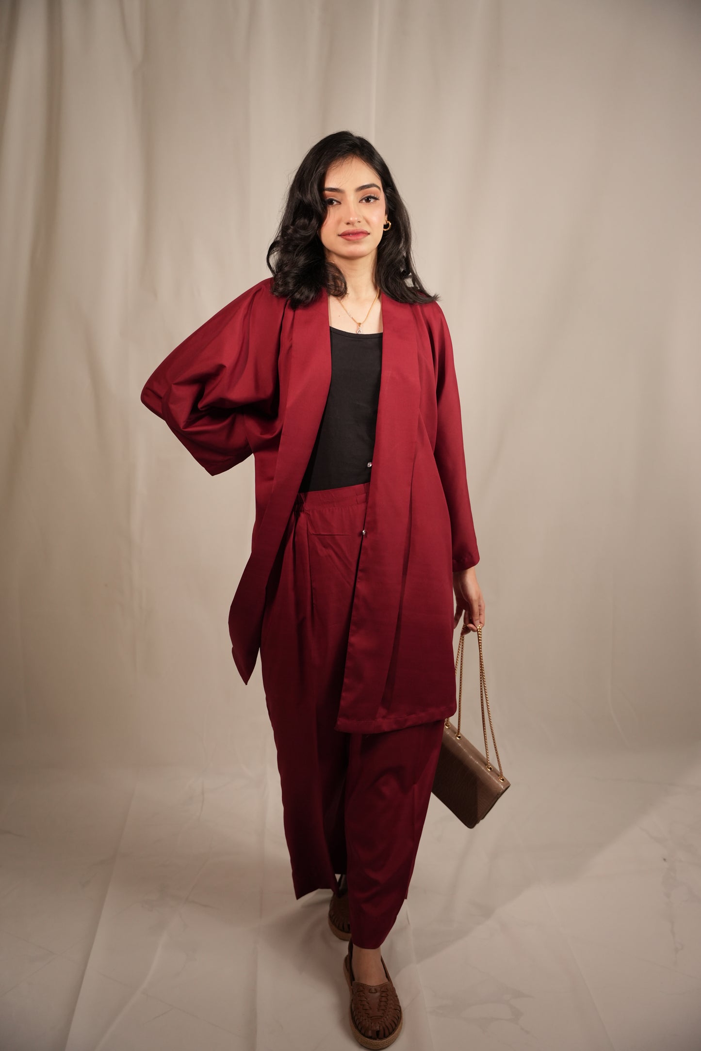 Cherry Red Kimono Co-ord Set