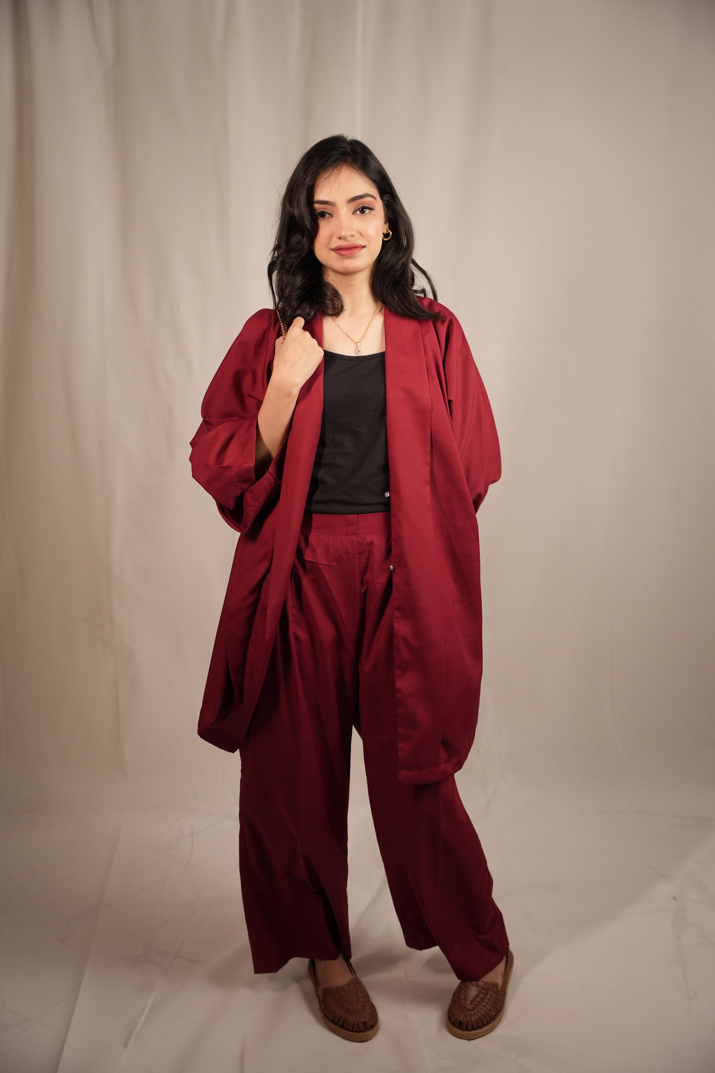 Cherry Red Kimono Co-ord Set