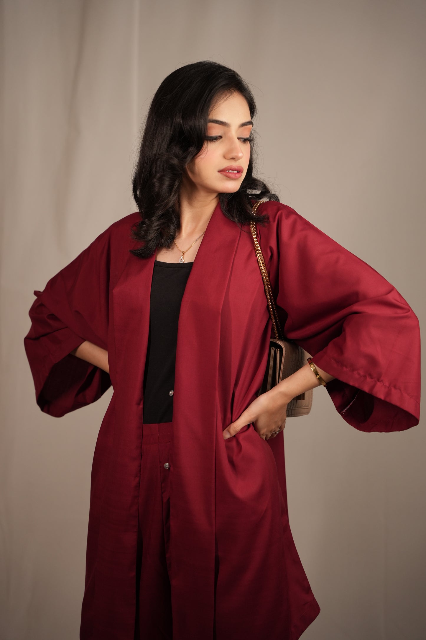 Cherry Red Kimono Co-ord Set