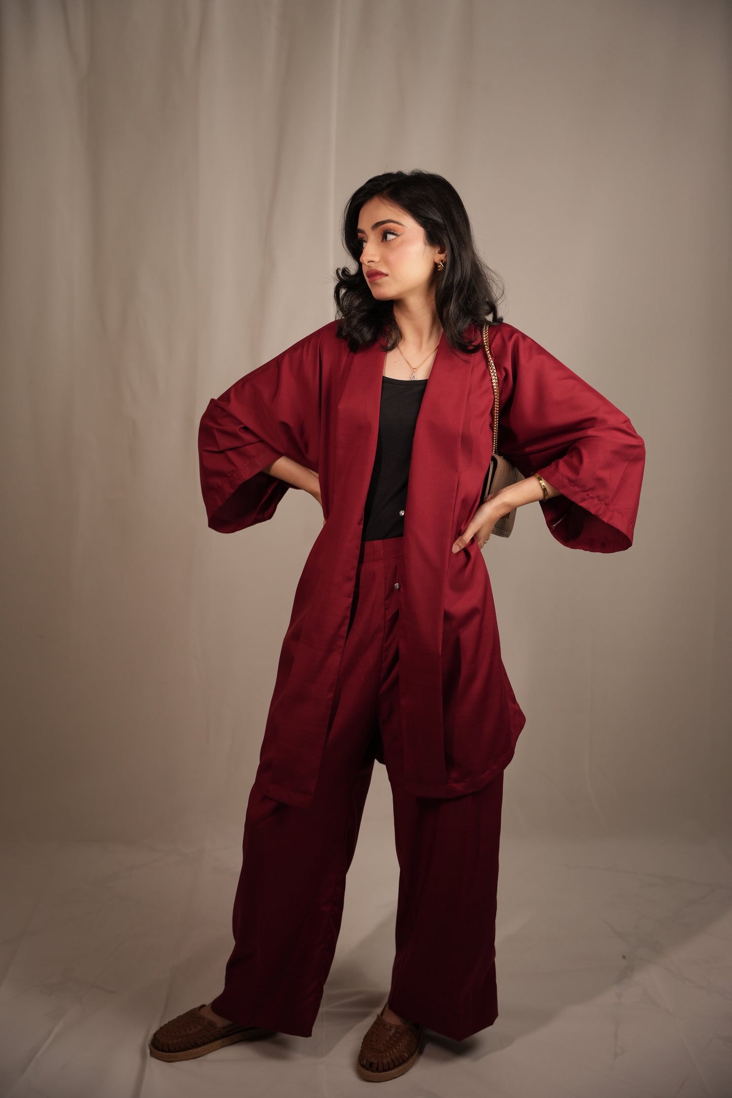 Cherry Red Kimono Co-ord Set