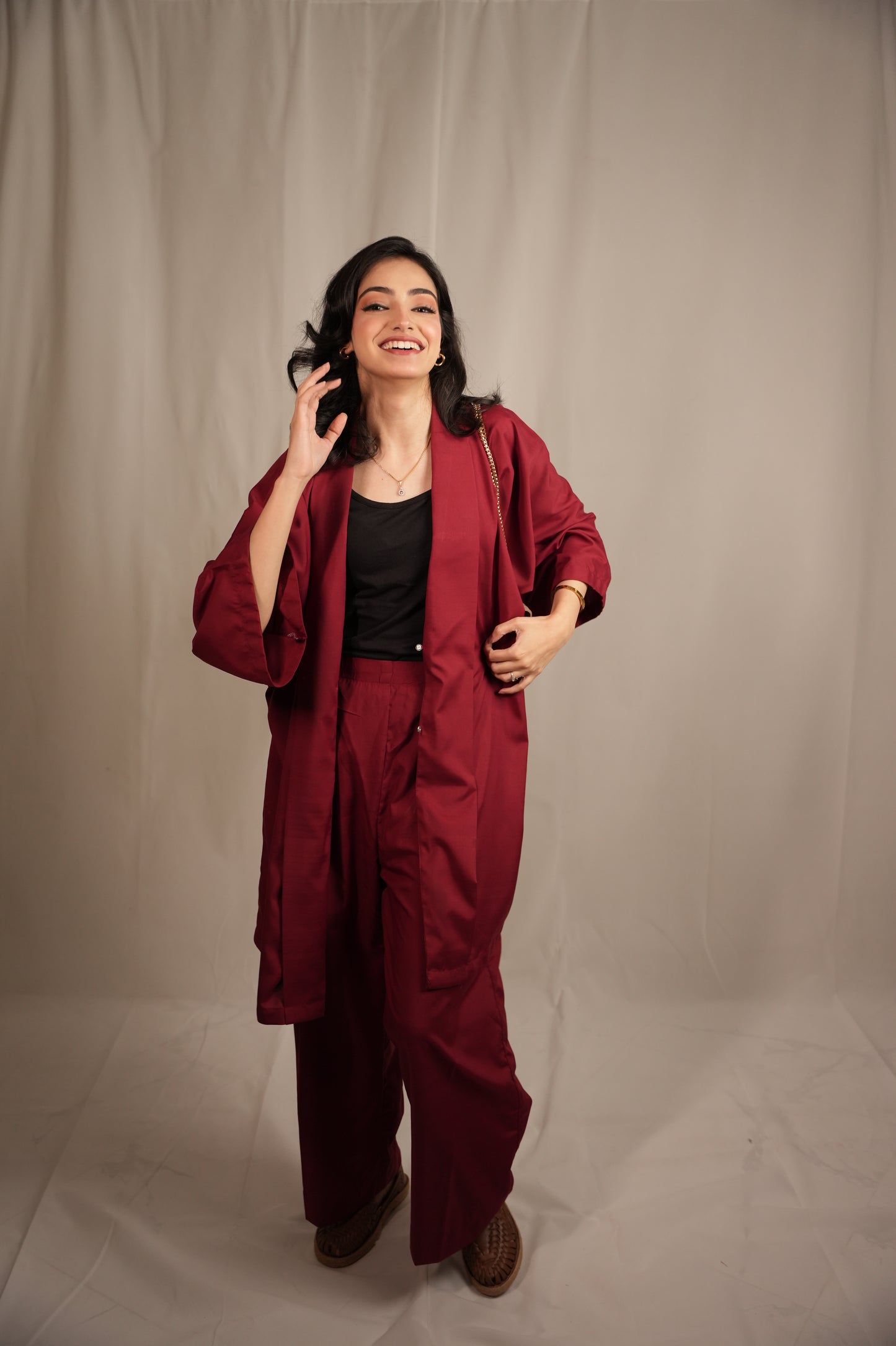 Cherry Red Kimono Co-ord Set