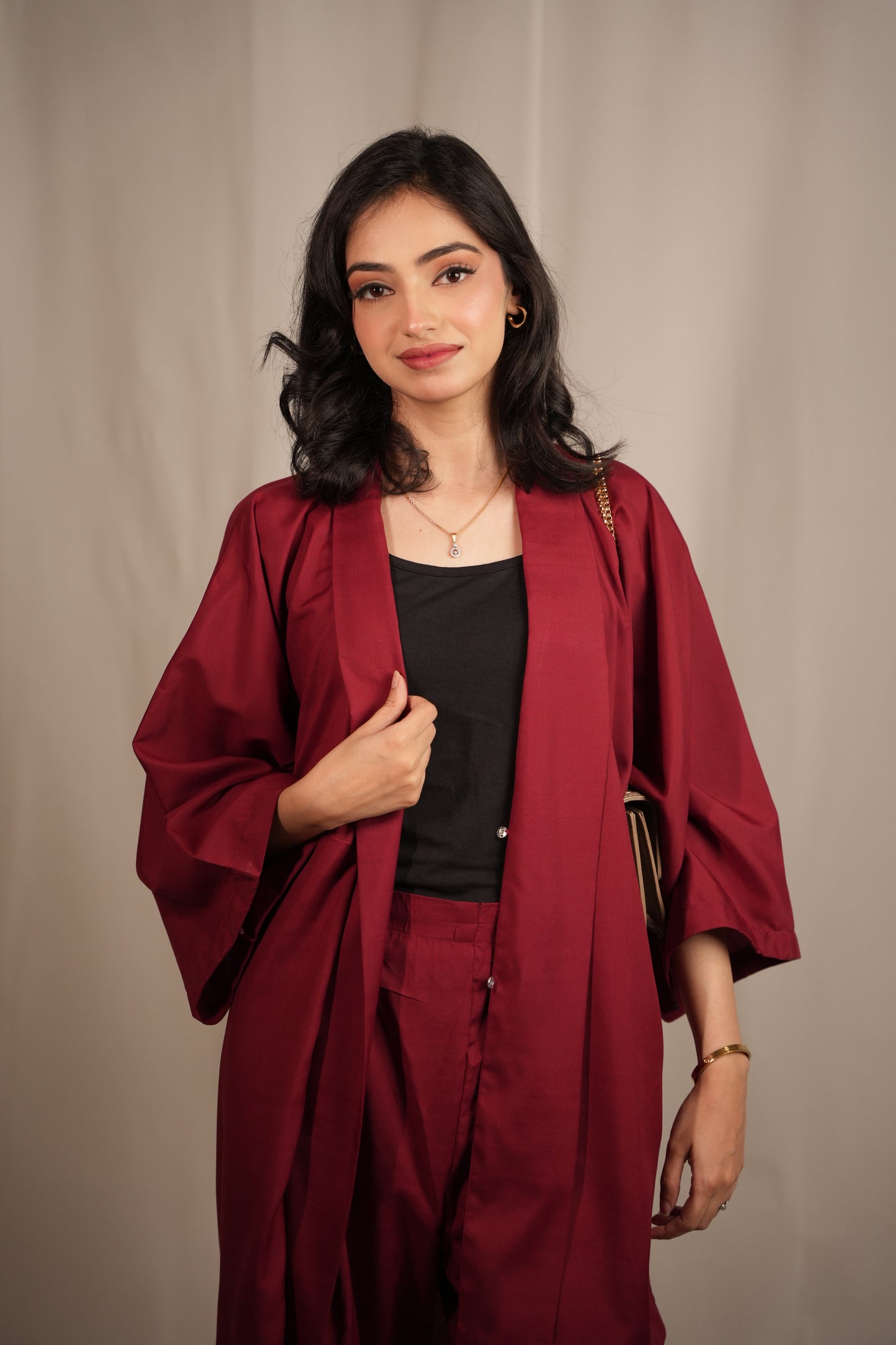 Cherry Red Kimono Co-ord Set