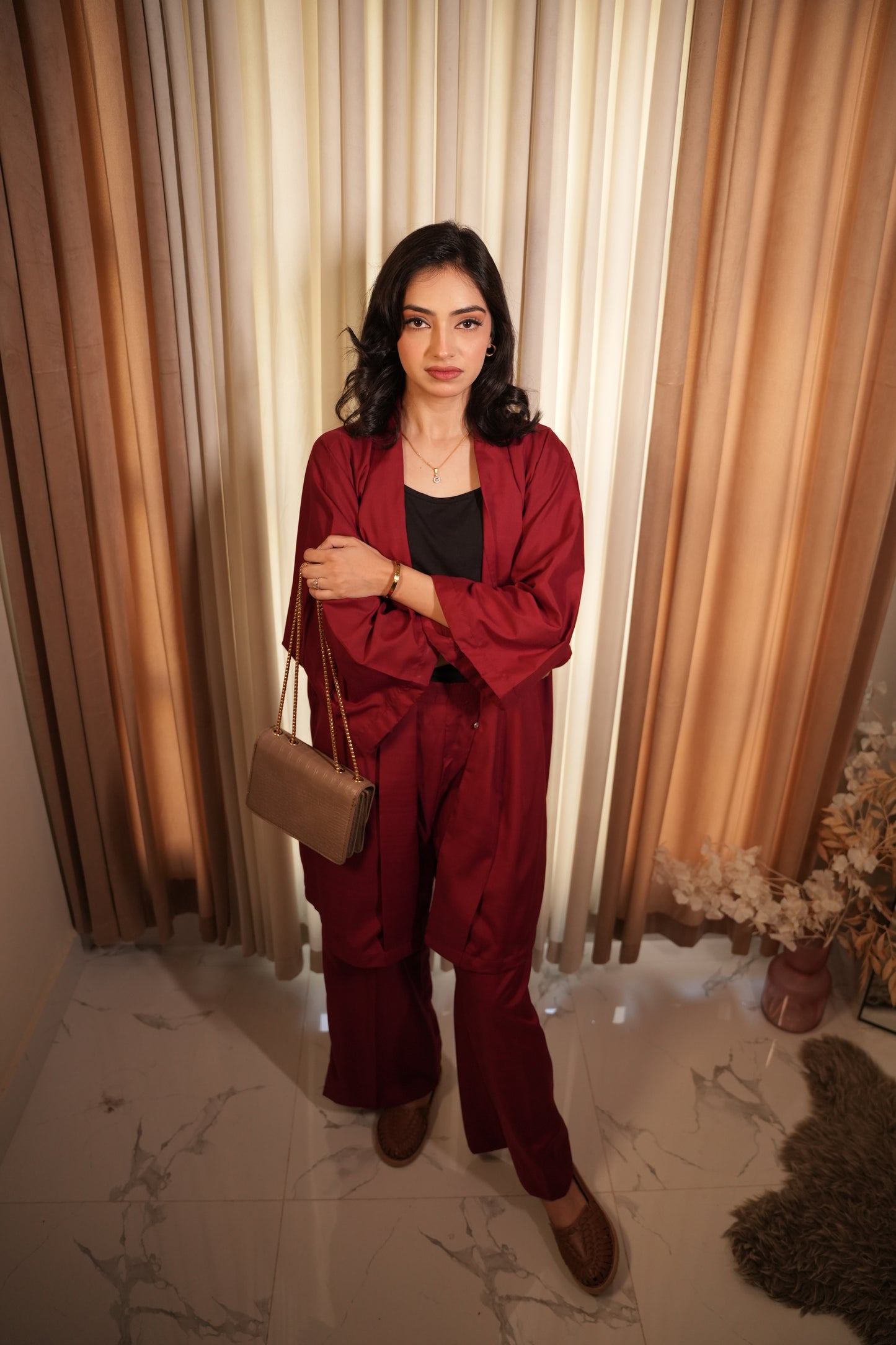 Cherry Red Kimono Co-ord Set