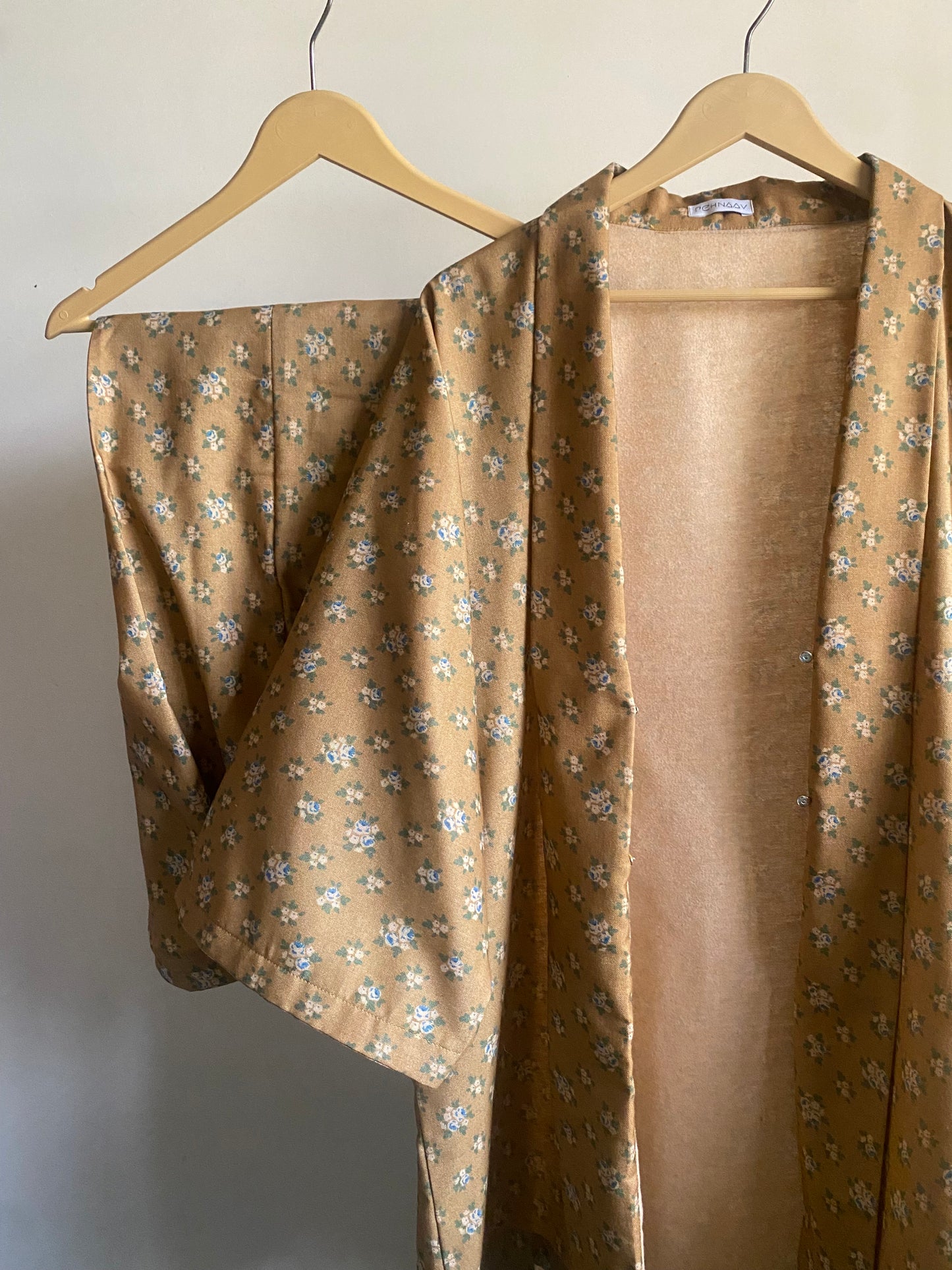 Mustard Floral Kimono Co-ord Set – Self-Print (Winter)