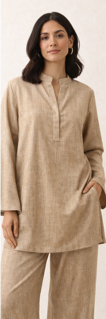 Beige Wool Blend Co-ord