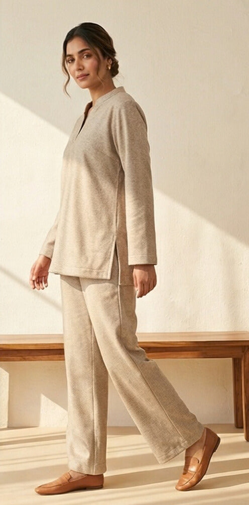 Cream Wool Blend Co-ord