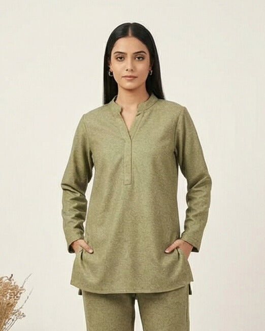 Light Green Wool Blend Co-ord