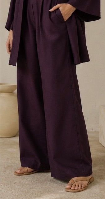 Maroon Solid Kimono Co-ord Set (Mid Season)