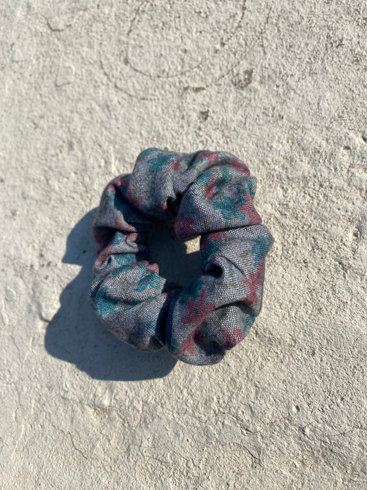 Grey Floral Scrunchie