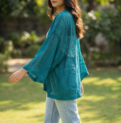 Teal Net Kimono