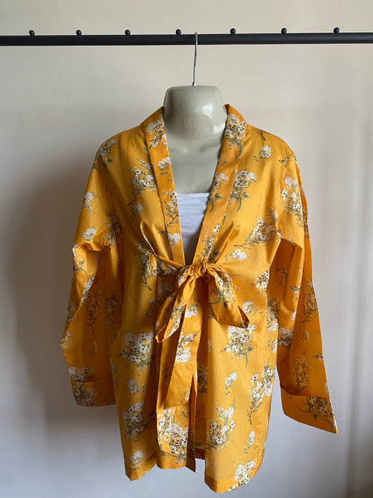 Yellow Printed Kimono