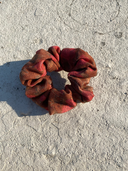 Brown Floral Scrunchie