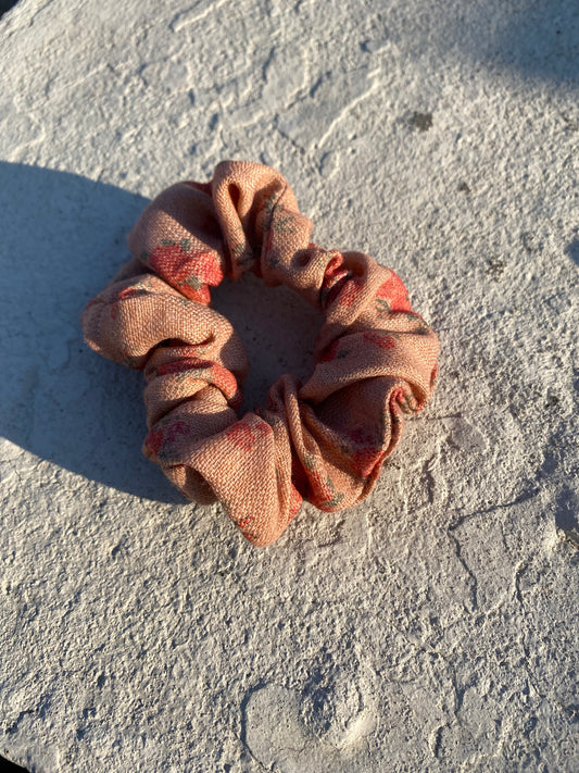 Peach Floral Scrunchie