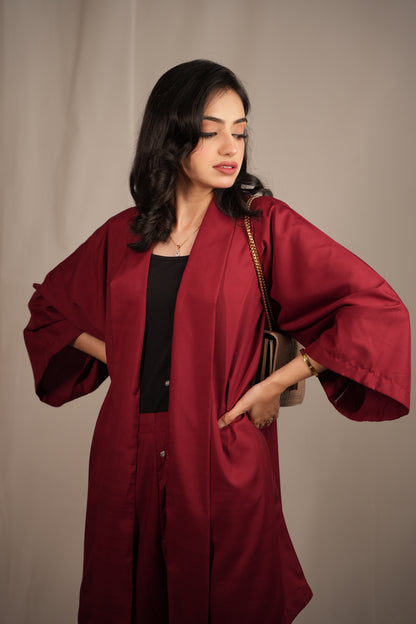 Cherry Red Kimono Co-ord Set