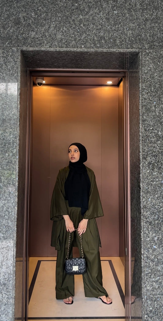 Olive Green Kimono Co-ord Set