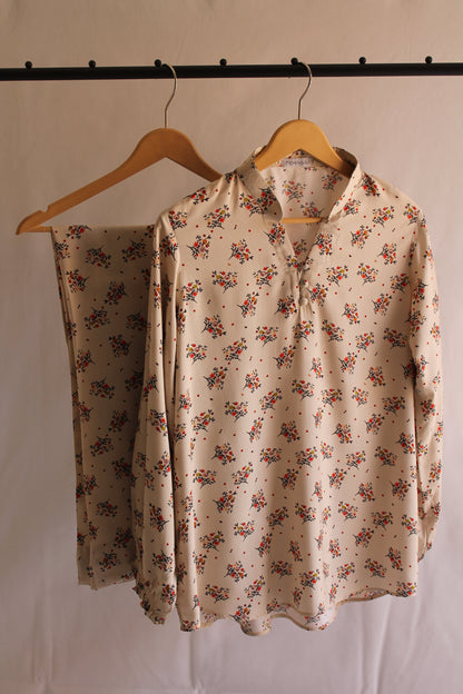 Off-White Printed Linen Co-ord Set