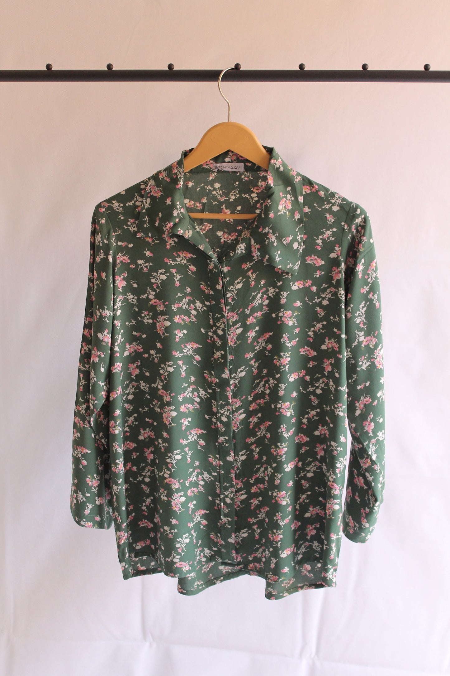 Printed Green Linen Co-ord Set - Button Down