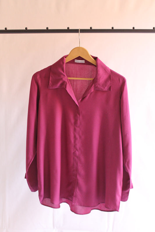 Magenta Linen Co-ord Set - Button Down