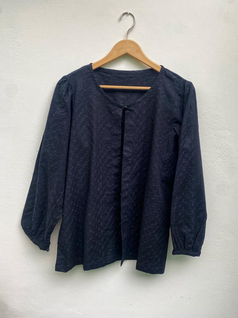 Black Puff Sleeves Chiken Kari Kimono