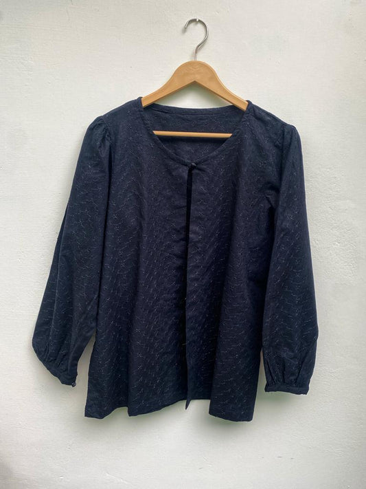 Black Puff Sleeves Chiken Kari Kimono