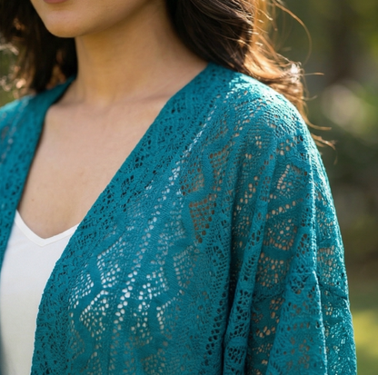 Teal Net Kimono