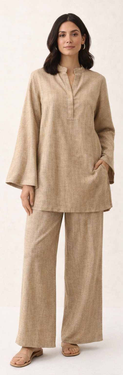 Beige Wool Blend Co-ord